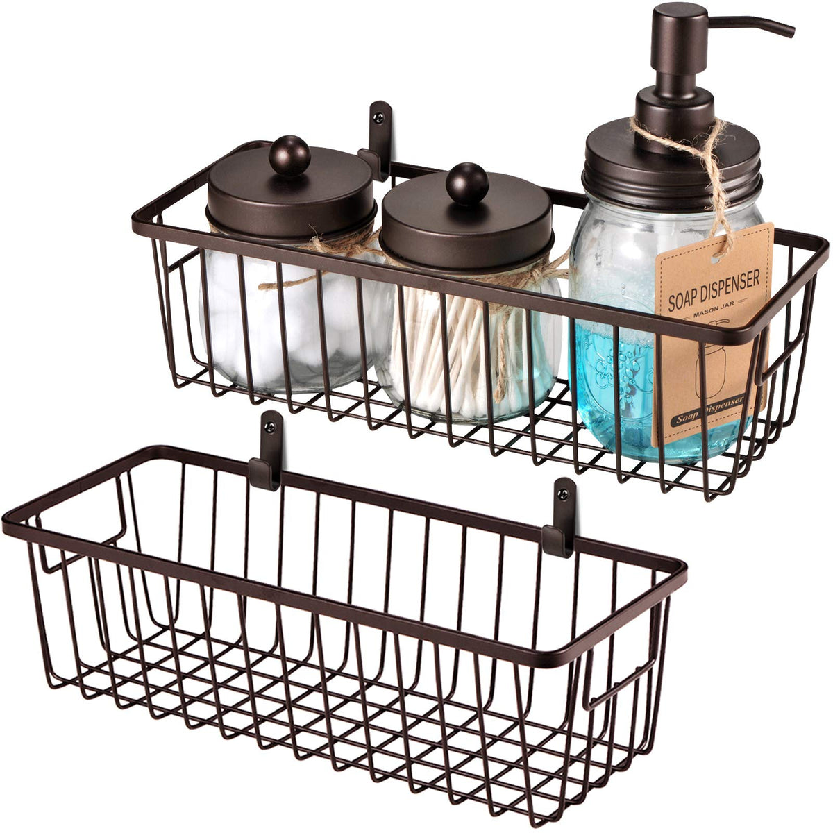 SheeChung Hanging Wall Wire Baskets, Portable Metal Wall Mount Basket