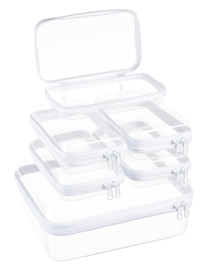 4 pcs Clear Zipper Pouches,Hard Shell Zipper Case