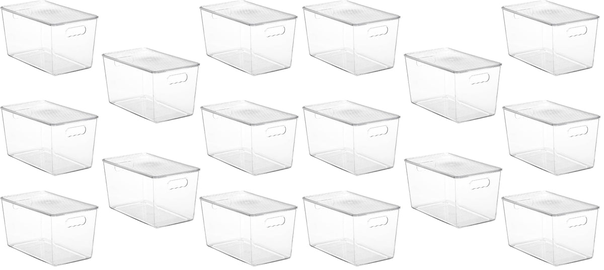 Vtopmart 6 Pack Clear Stackable Storage Bins with Lids and Handles, Large