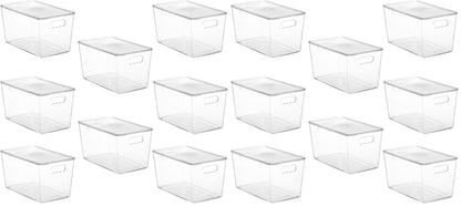 Vtopmart 6 Pack Clear Stackable Storage Bins with Lids and Handles, Large