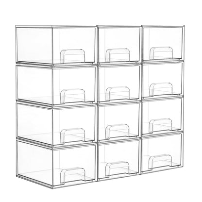 Vtopmart 6 Pack Small Clear Stackable Storage Drawers for Desk, Countertop