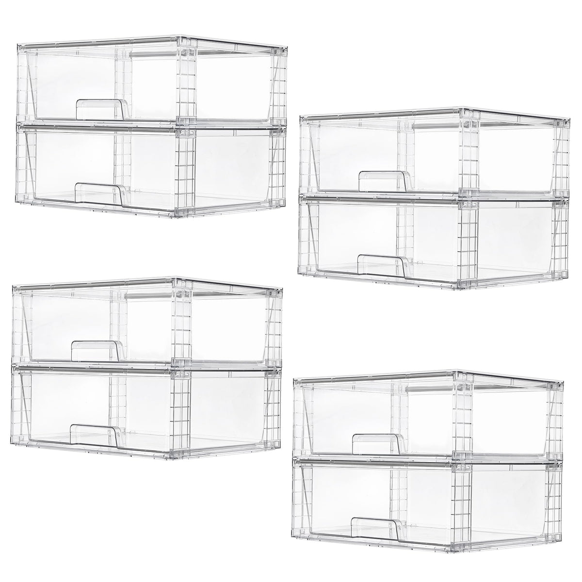 Vtopmart 4 Pack Large Stackable Storage Drawers, Clear