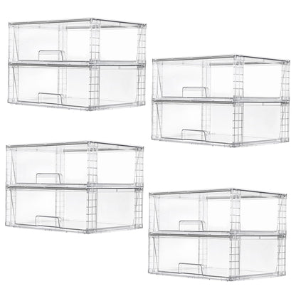 Vtopmart 4 Pack Large Stackable Storage Drawers, Clear