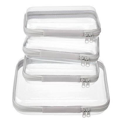 4 pcs Clear Zipper Pouches,Hard Shell Zipper Case