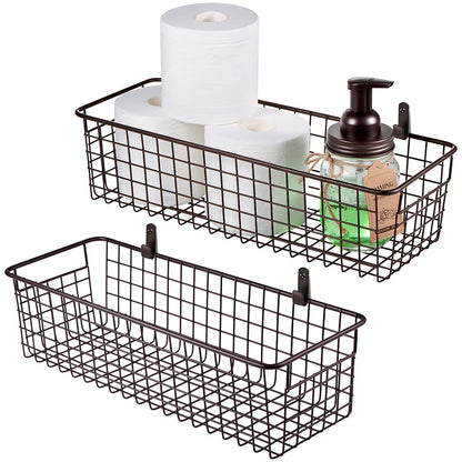 SheeChung Hanging Wall Wire Baskets, Portable Metal Wall Mount Basket