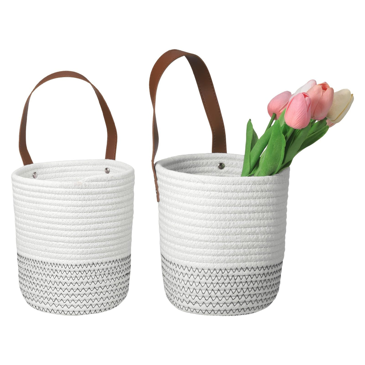 uxcell Small Wall Hanging Basket, Cotton Rope Hanging Basket