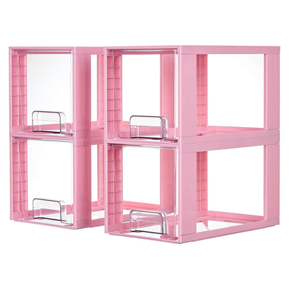 Vtopmart 4 Pack Large Stackable Storage Drawers, Clear