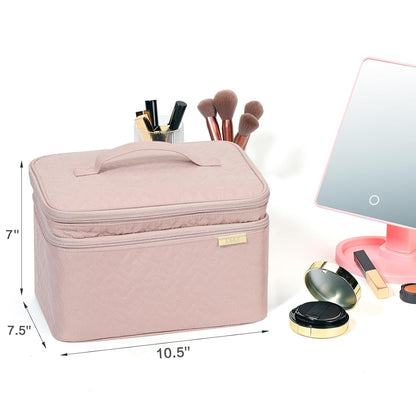 NISHEL Large Makeup Bag Organizer, Double Layer Cosmetic Travel Case