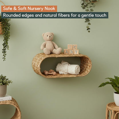 Coeusy Wicker Wall Shelf for Bathroom, Hanging Toilet Paper Holder Basket