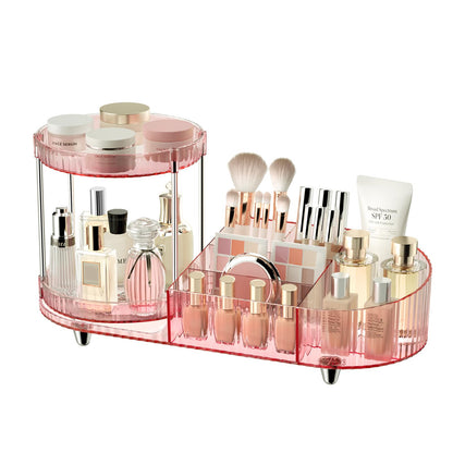 Rotating Makeup Organizer for Vanity, 2 Perfume Trays with 5 Compartments Cosmetic & Skincare Storage, Space-Saving Beauty Organizer, Multi-Purpose Countertop Organizers for Bathroom, Desktop, Pantry