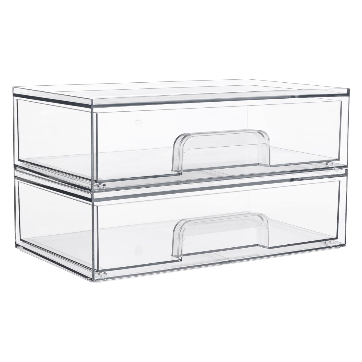 Vtopmart 2 Pack Small Clear Stackable Storage Drawers for Desk, Countertop