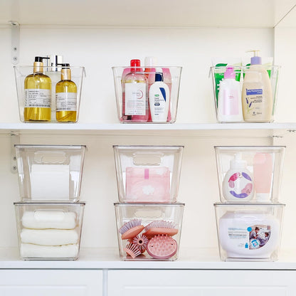 Vtopmart 6 Pack Clear Stackable Storage Bins with Lids and Handles, Large