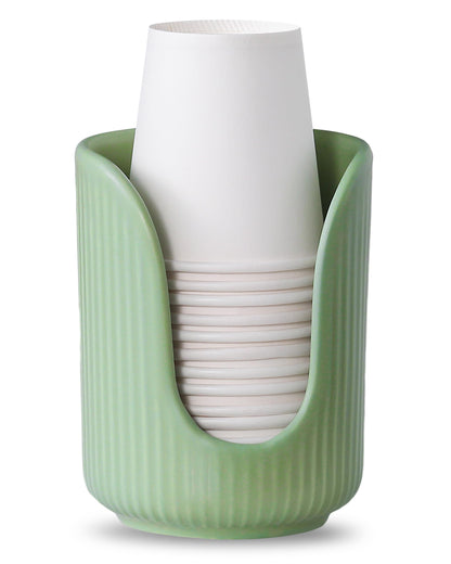 ABRUTY Bathroom Cup Dispenser, 3oz-4oz Ceramic Paper Cup Holder, Small Countertop Mouthwash Dixie Cups Accessories, for Vanity Countertops, Bathroom, Kitchen, and Dining Room