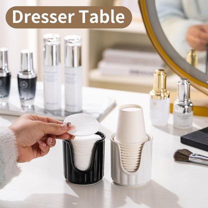 TANEW Ceramic Bathroom Cup Dispenser with Stylish Vertical Stripes - Dixie Cup Dispenser & Mouthwash Cup Holder Holds 3oz Paper Cups for Rinsing Cups on Bathroom Vanity Countertops Glossy Black