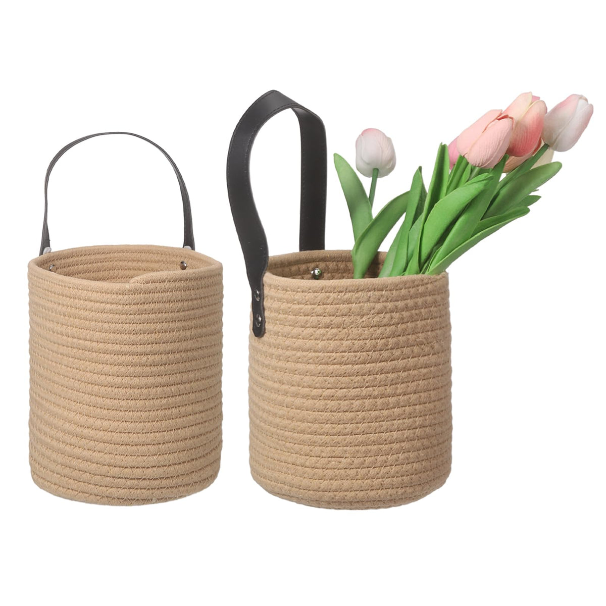 uxcell Small Wall Hanging Basket, Cotton Rope Hanging Basket