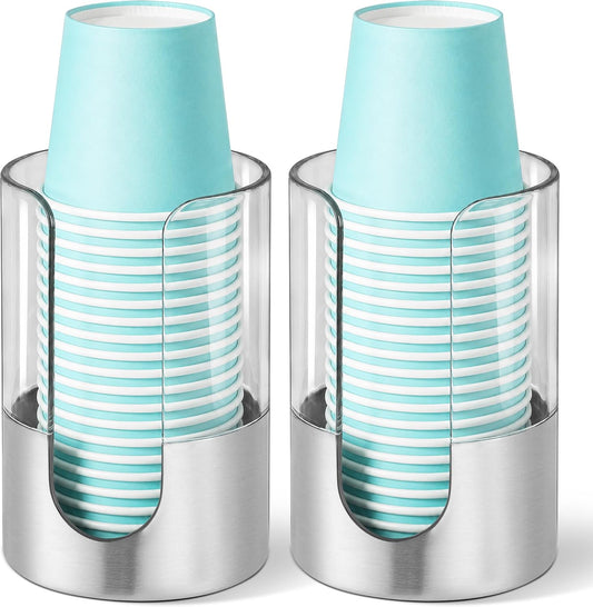 Gaussra 2 Pack Bathroom Cup Dispenser Cup Holder Brushed Stainless Steel