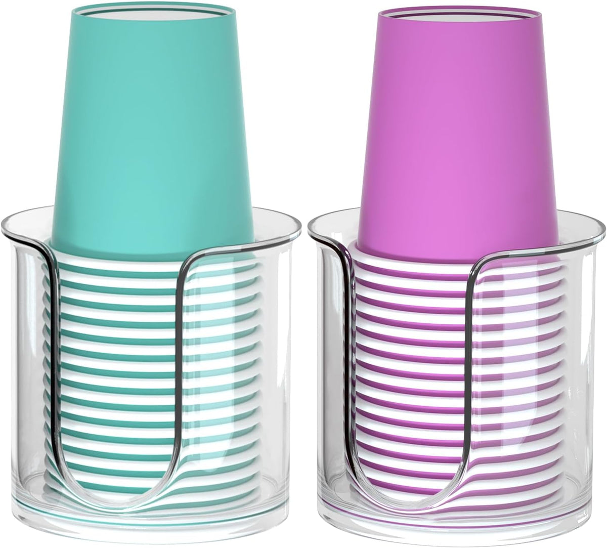 2 Pack Bathroom Cup Dispenser - Countertop 3 oz Bathroom Cup Holder for Dixie and Paper Cups - Mouthwash Cup Holder for 3oz 4oz Bathroom Cups（Clear）