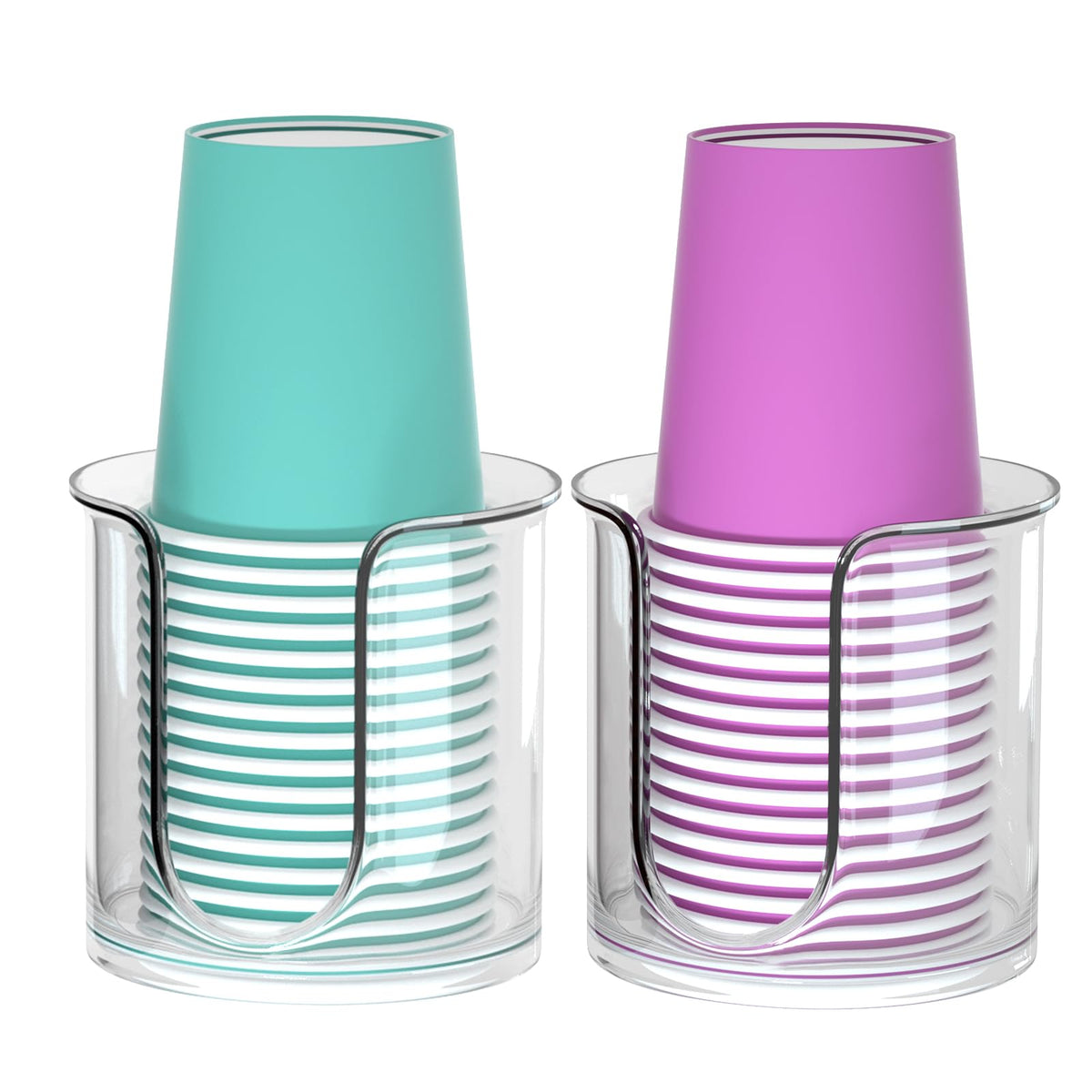 2 Pack Bathroom Cup Dispenser - Countertop 3 oz Bathroom Cup Holder for Dixie and Paper Cups - Mouthwash Cup Holder for 3oz 4oz Bathroom Cups（Clear）