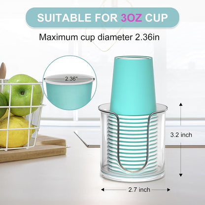 2 Pack Bathroom Cup Dispenser - Countertop 3 oz Bathroom Cup Holder for Dixie and Paper Cups - Mouthwash Cup Holder for 3oz 4oz Bathroom Cups（Clear）