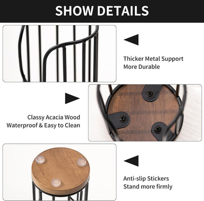 Bathroom Cup Dispenser with Acacia Wood Stand - Essential Bathroom Accessories for Toothbrush Holders & Mouthwash Cup Dispenser on Vanity Countertops Black