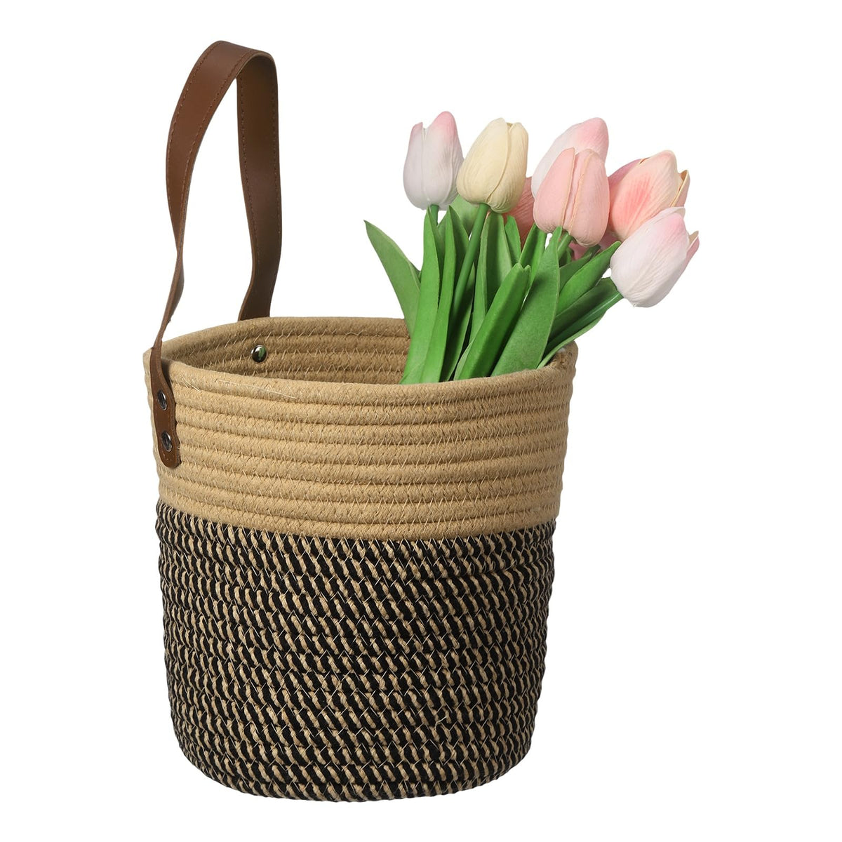uxcell Small Wall Hanging Basket, Cotton Rope Hanging Basket