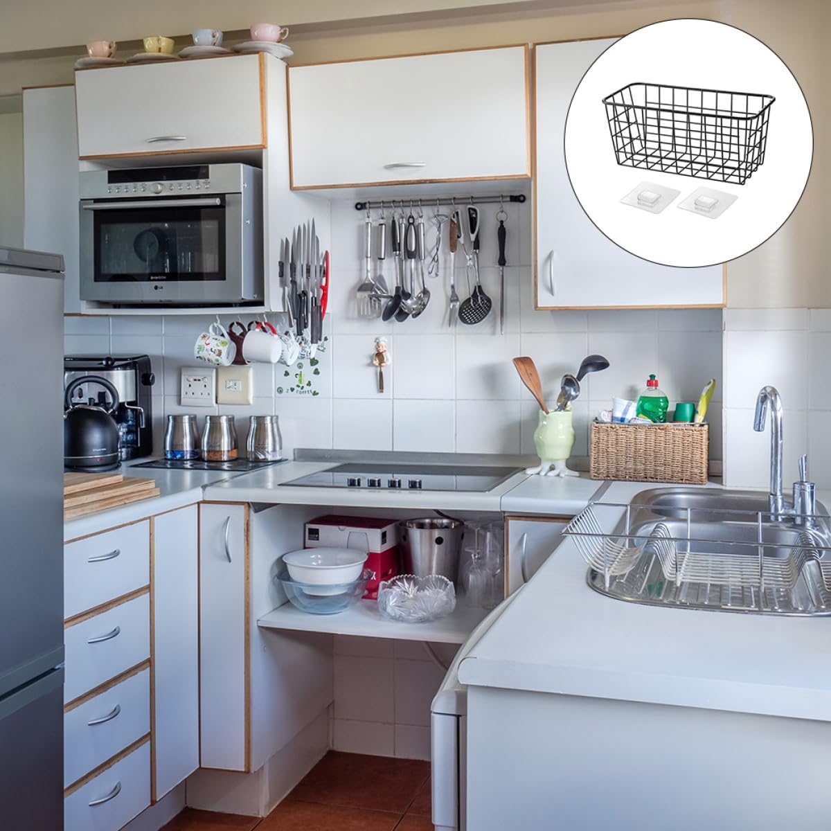 Wall Mounted Storage Basket Rack Iron Bathroom Shelf
