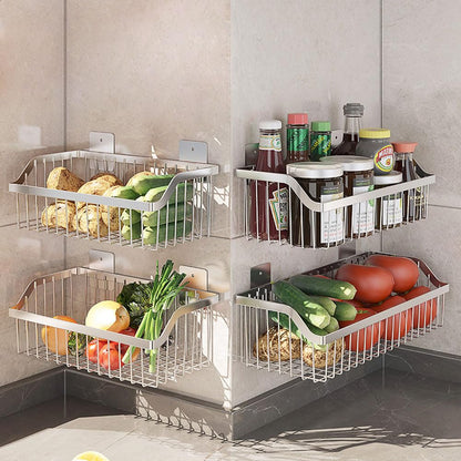 SUS304 Stainless Steel Hanging Storage Baskets Organizer Wall Mount, Metal Wire Storage Bin Rack for Kitchen Bathroom Shower Spice Shelf,L 9.84 Inch