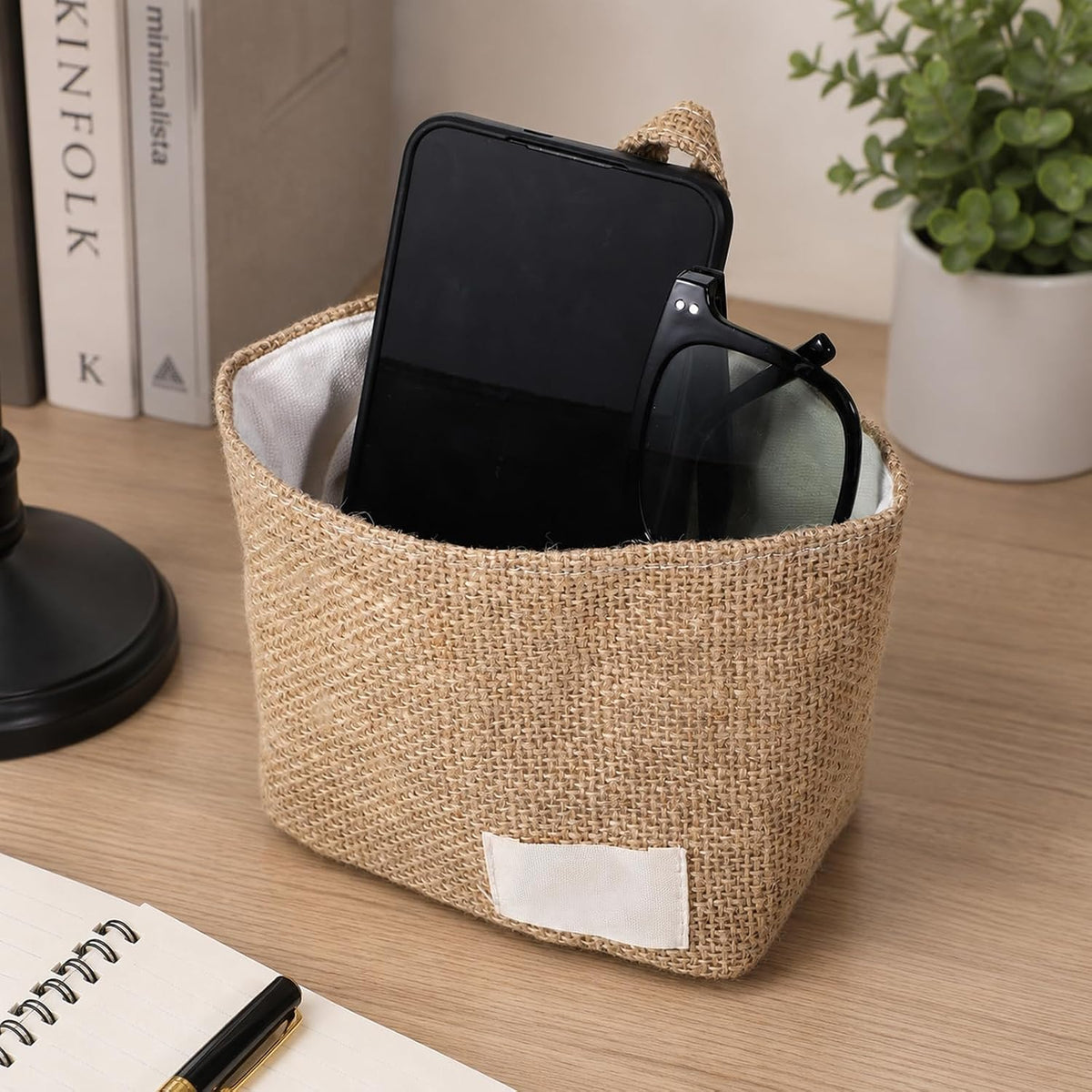 Small Hanging Basket for Wall Small Wall Basket Foldable Cotton and Linen