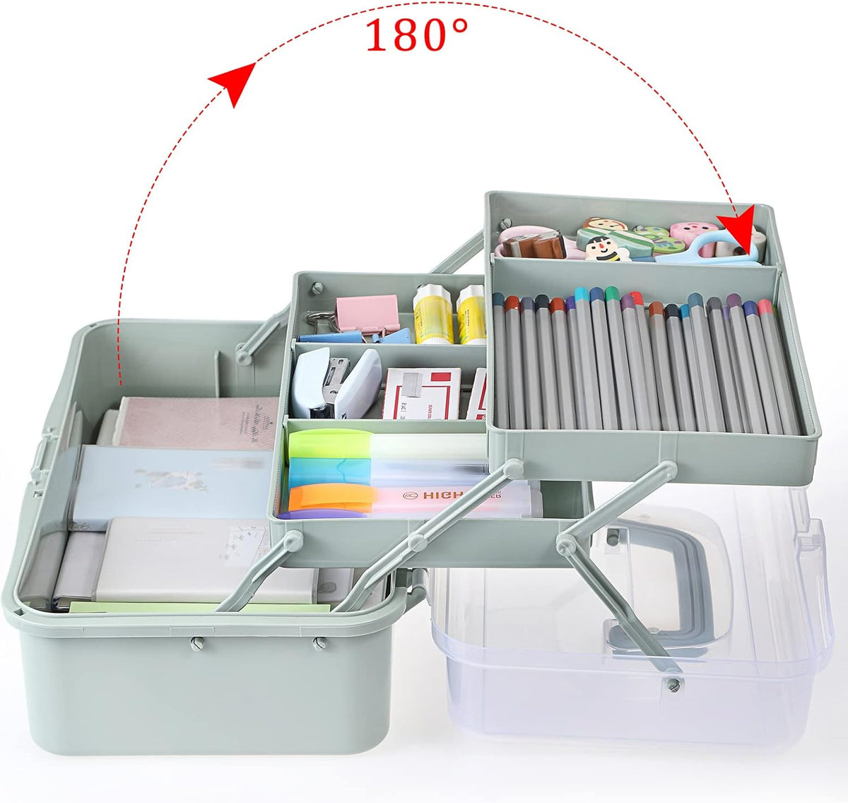BTSKY 3-Layer Plastic Dividing Storage Box Craft Organizer and Storage