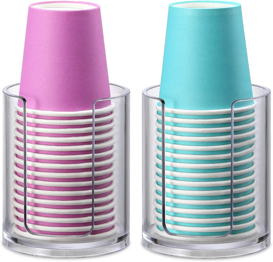 AOZITA Bathroom Cup Dispenser, 2 Pack Mouthwash Cups Holder, Small Disposable Paper Cup Holders For Rinsing Cups On Bathroom Vanity Countertops