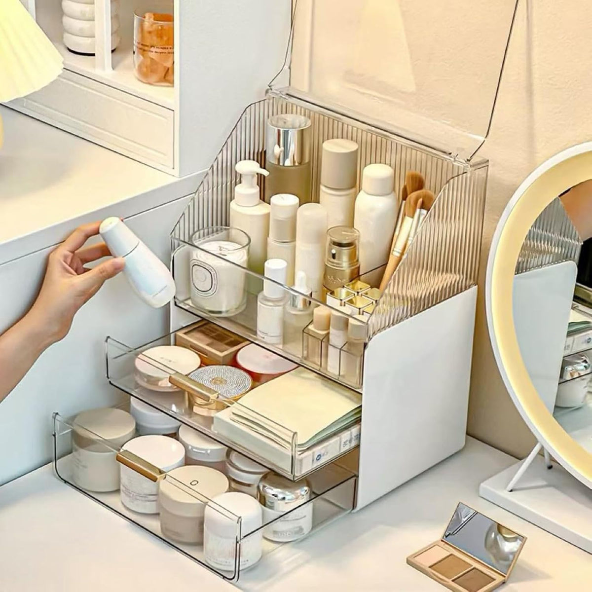 Omeily Makeup Organizer Countertop Vanity Cosmetic Skincares Organizer