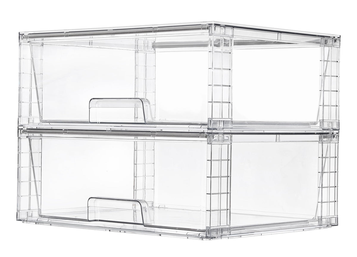 Vtopmart 4 Pack Large Stackable Storage Drawers, Clear