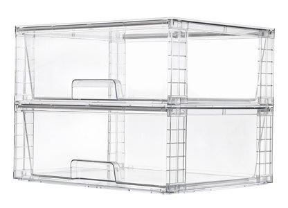 Vtopmart 4 Pack Large Stackable Storage Drawers, Clear