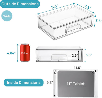 Vtopmart Clear Stackable Storage Drawers, 2 Pack Wide Plastic Organizers