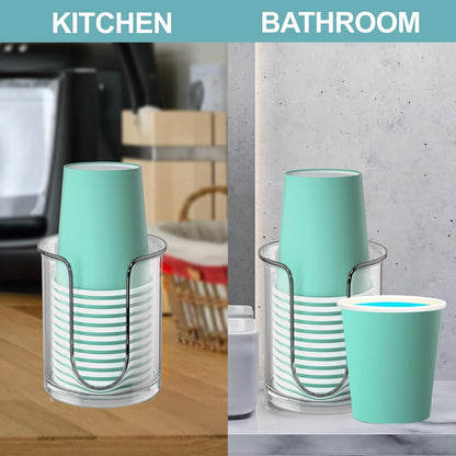 Bathroom Cup Dispenser 5 oz Countertop,2 Pack Mouthwash Cup Holder for Bathroom,PC Small Disposable Cup Holder for 5oz Paper Cups and Mouthwash Cups