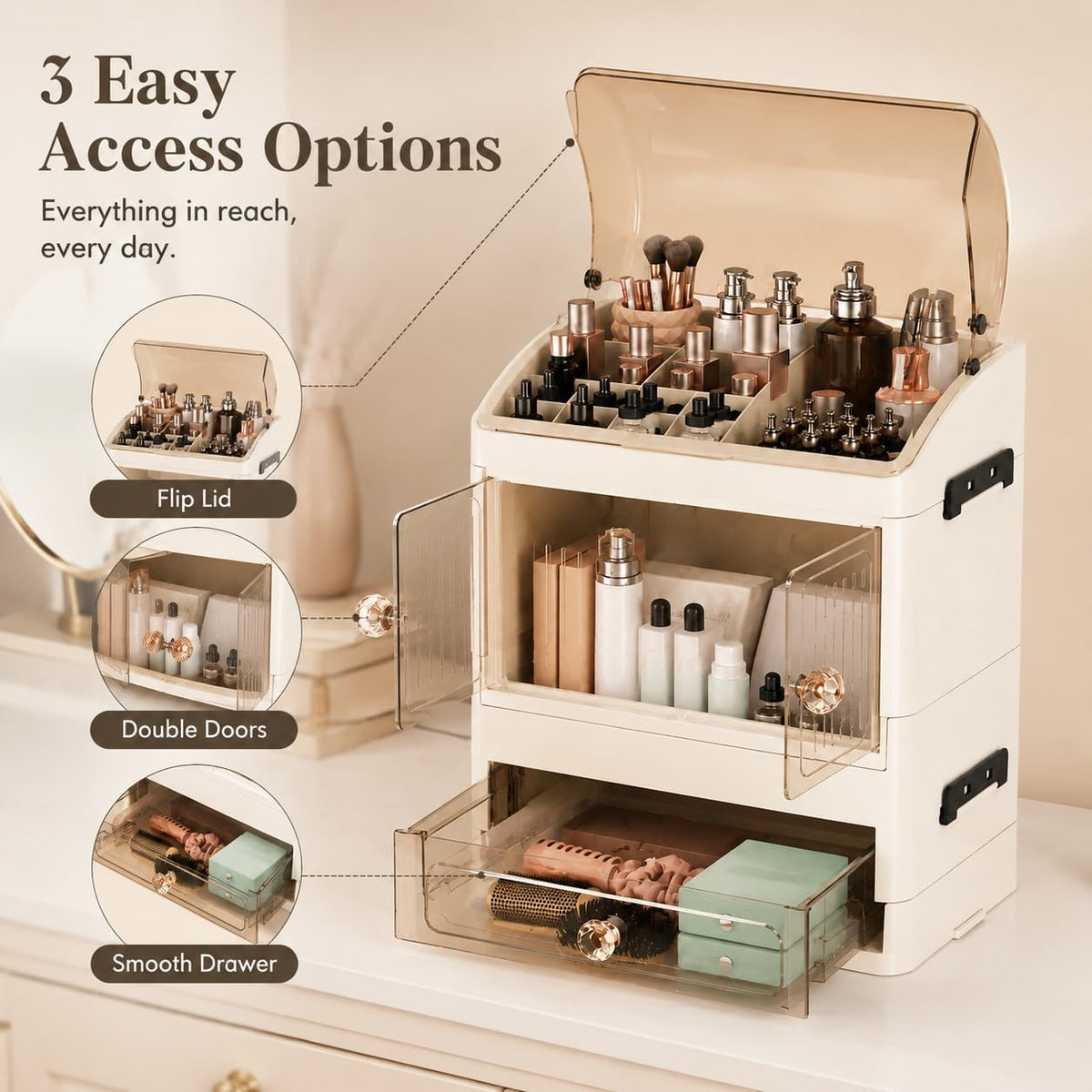 Makeup Organizer for Countertop, Skincare Storage, Bathroom Vanity