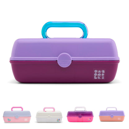 Caboodles Pretty in Petite Makeup Box, Two-Tone Seafoam on Lavender, Hard Plastic Organizer Box, 2 Swivel Trays, Fashion Mirror, Secure Latch for Safe Travel
