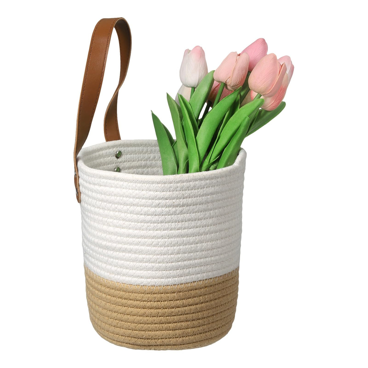 uxcell Small Wall Hanging Basket, Cotton Rope Hanging Basket
