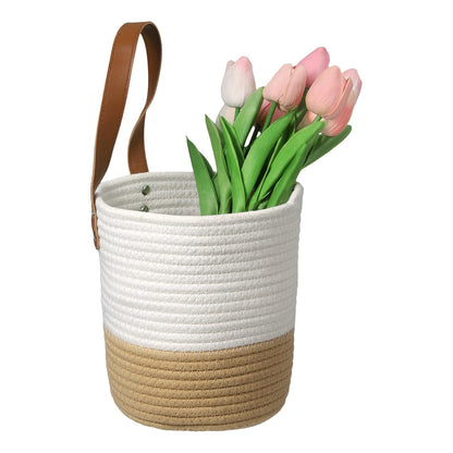 uxcell Small Wall Hanging Basket, Cotton Rope Hanging Basket