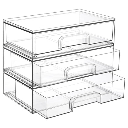 Vtopmart 6 Pack Small Clear Stackable Storage Drawers for Desk, Countertop