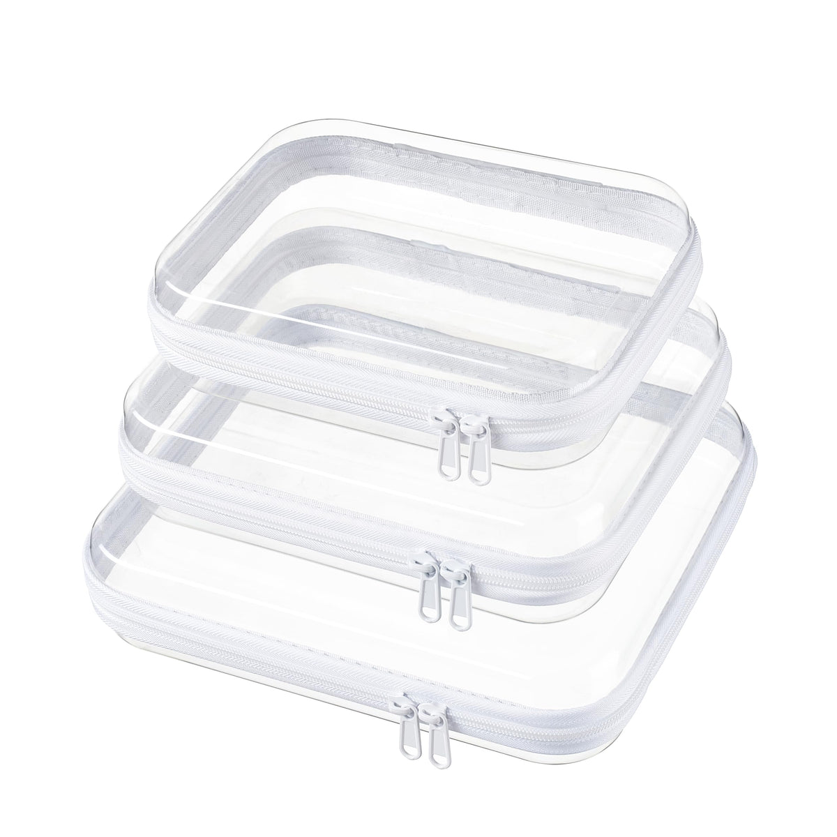 4 pcs Clear Zipper Pouches,Hard Shell Zipper Case