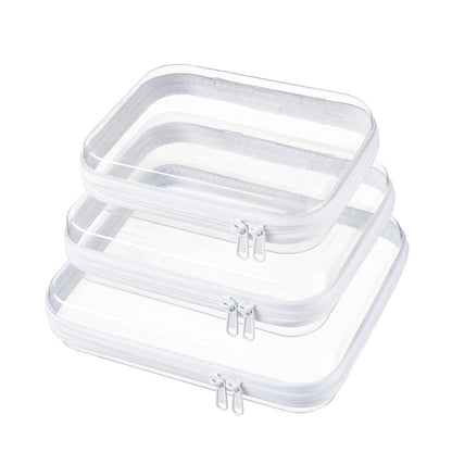 4 pcs Clear Zipper Pouches,Hard Shell Zipper Case