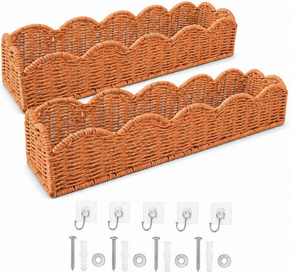 2 Pack Brown Faux Rattan Shower Caddy Baskets