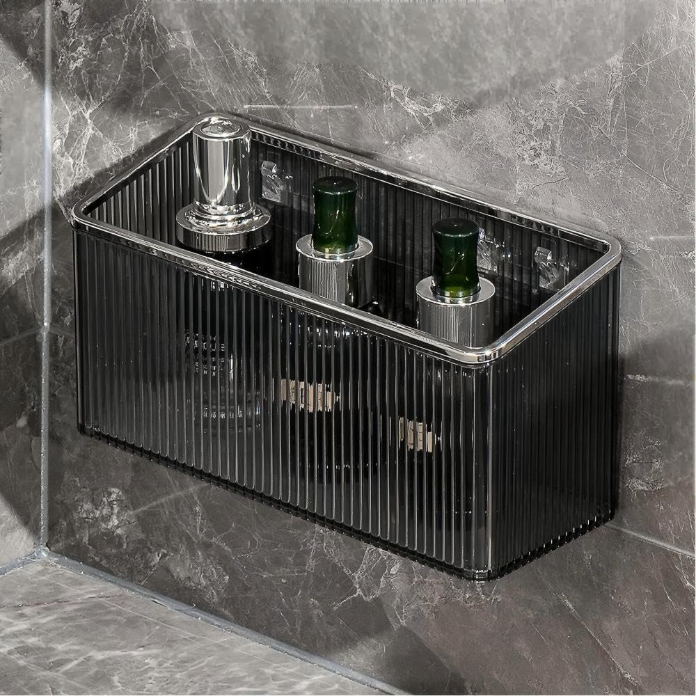 Adhesive Wall Shelves No Drill Hanging Organizer - Plastic Floating Storage Bins for Kitchen,Bathroom,Office - Makeup and Home Goods Mountable Shelf (Green and Gold)