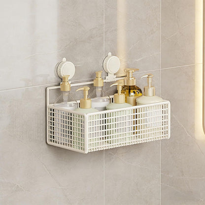 Multipurpose Wall Mounted Storage Basket for Toiletries Using Suction Technology Easy Setup Removable Bathroom Storage