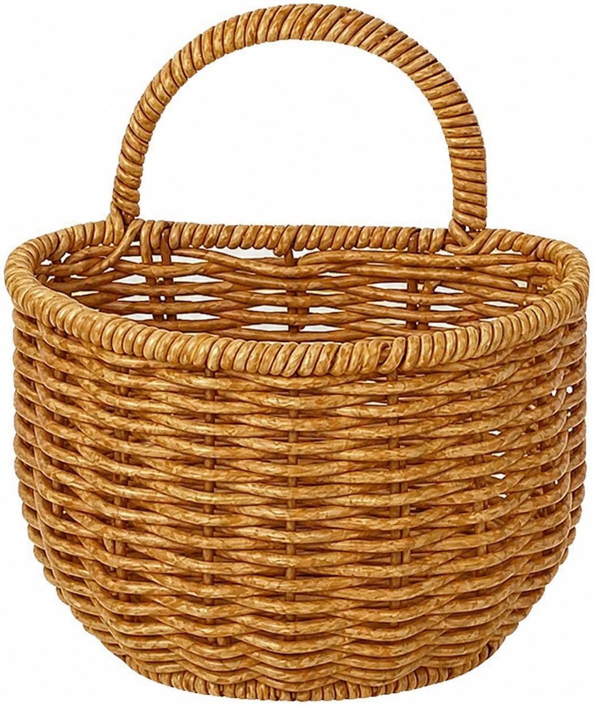 2 Pack Rattan Hanging Storage Baskets Wall Organizer for Kitchen Bathroom