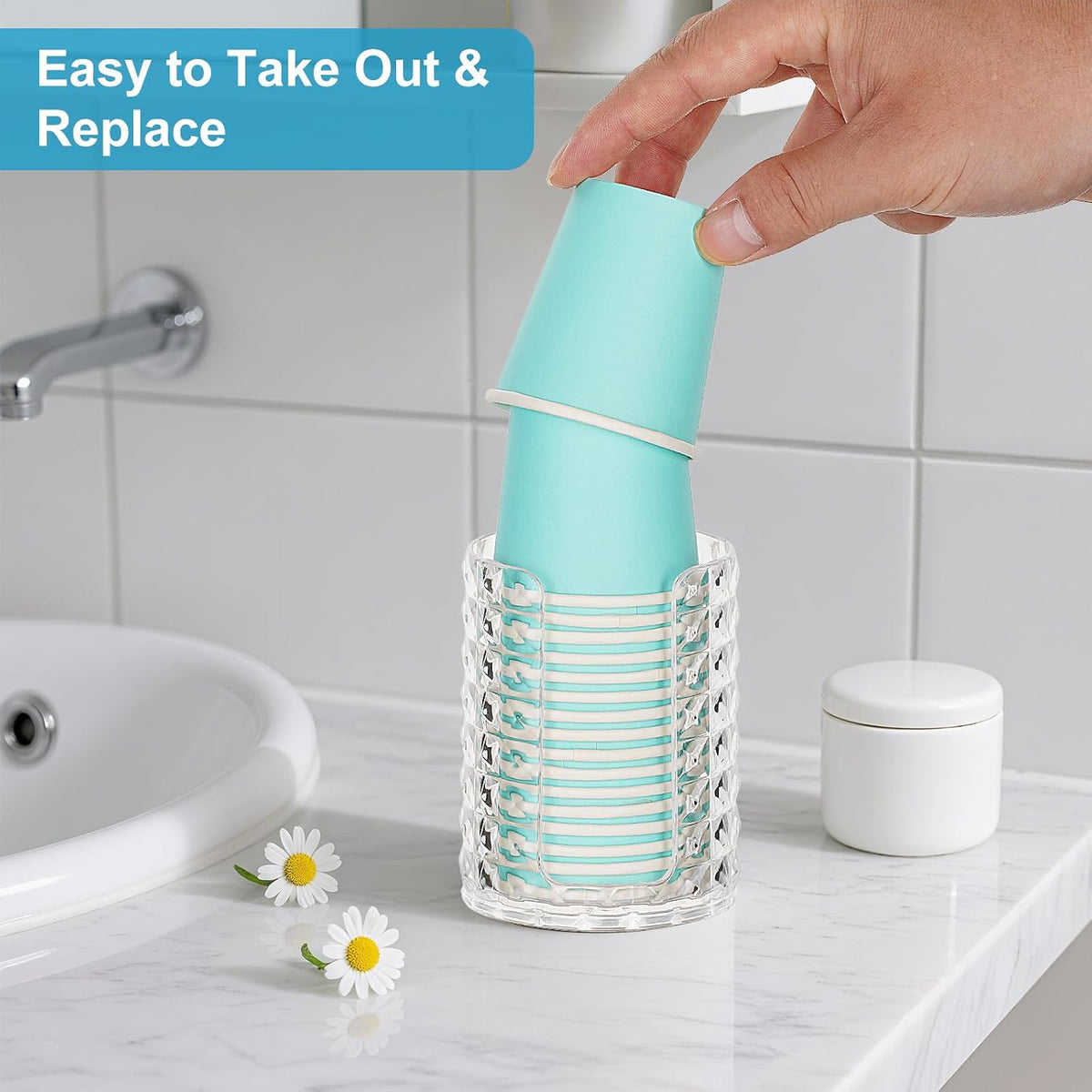 Bathroom Cup Dispenser, Mouthwash Cup Holder for 3oz Small Cups