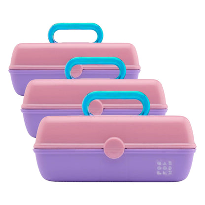 Caboodles Pretty in Petite Makeup Box, Two-Tone Seafoam on Lavender, Hard Plastic Organizer Box, 2 Swivel Trays, Fashion Mirror, Secure Latch for Safe Travel