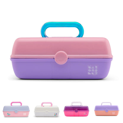 Caboodles Pretty in Petite Makeup Box, Two-Tone Seafoam on Lavender, Hard Plastic Organizer Box, 2 Swivel Trays, Fashion Mirror, Secure Latch for Safe Travel