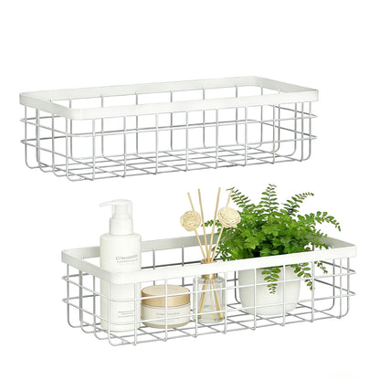 2 PCS Slim Hanging Wire Wall Basket for Bathroom, No Drill, Black